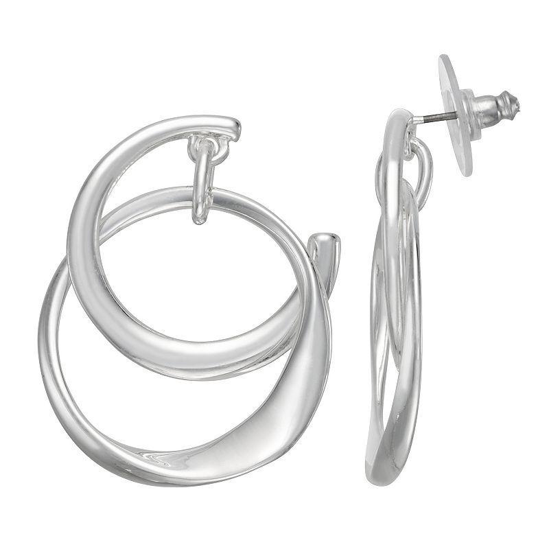 Nine West Silver Tone Twisted Post Hoop Earrings, Womens Product Image