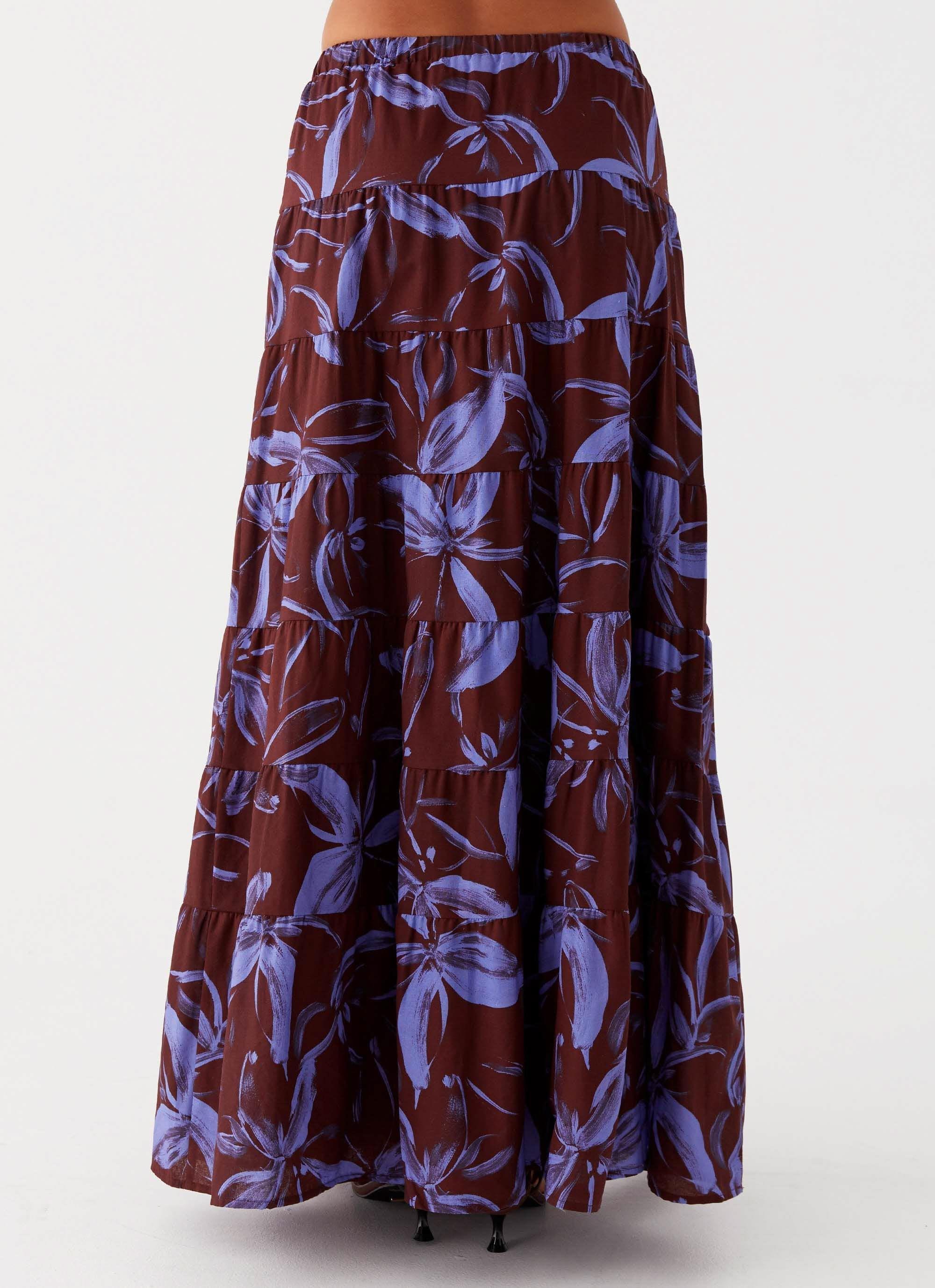 Mariella Linen Top - Purple Brown Floral Product Image