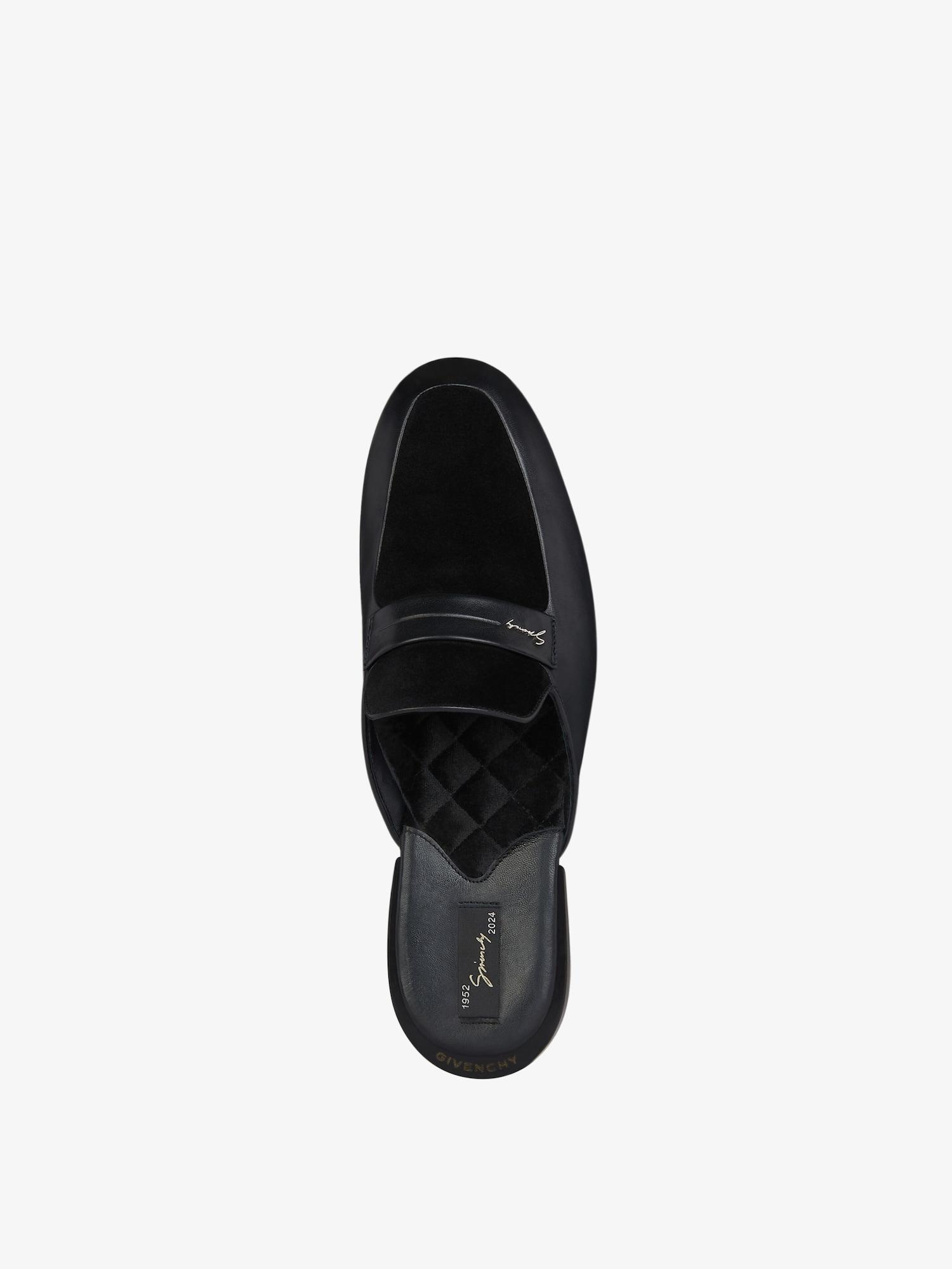 Flat mules in leather and suede Product Image