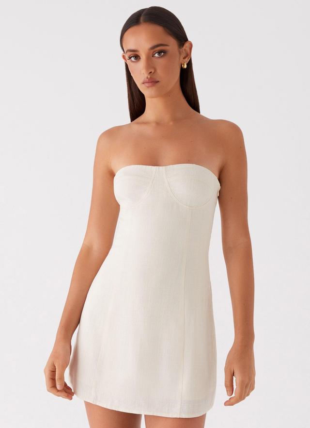 Do It That Way Linen Mini Dress - Ivory Product Image