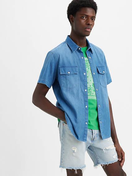 Levi's Sleeve Relaxed Fit Western Shirt Chambray - Men's Product Image