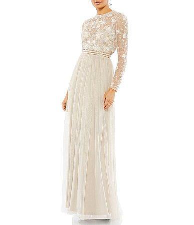 Womens Sequin-Embellished Long-Sleeve Gown Product Image