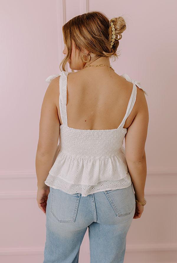 Bermuda Eyelet Tank In White Product Image