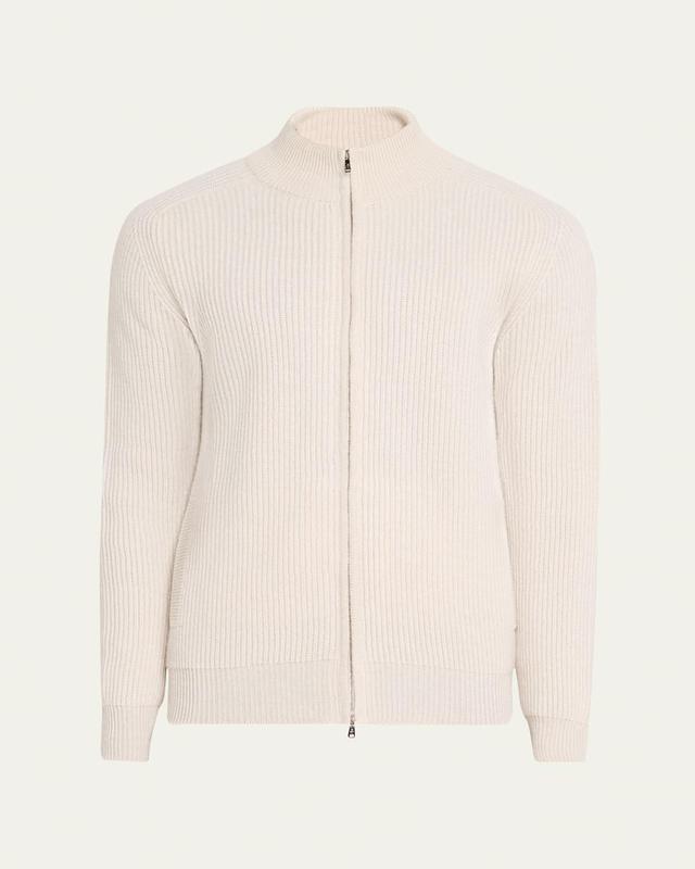 Mens Cashmere-Linen Ribbed Bomber Jacket Product Image