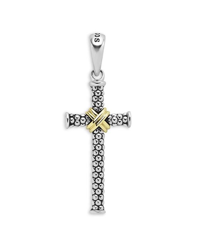 Men's Sterling Silver and 18K Gold Anthem X Cross Pendant, 25x13mm Product Image