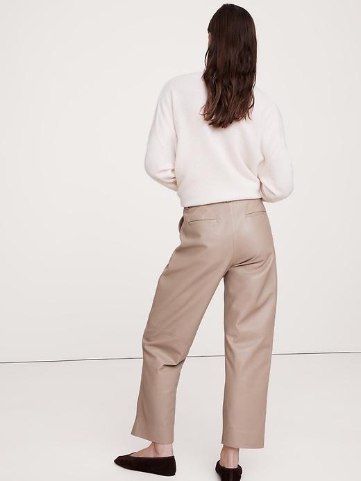 High-Rise Straight Leather Ankle Pant Product Image