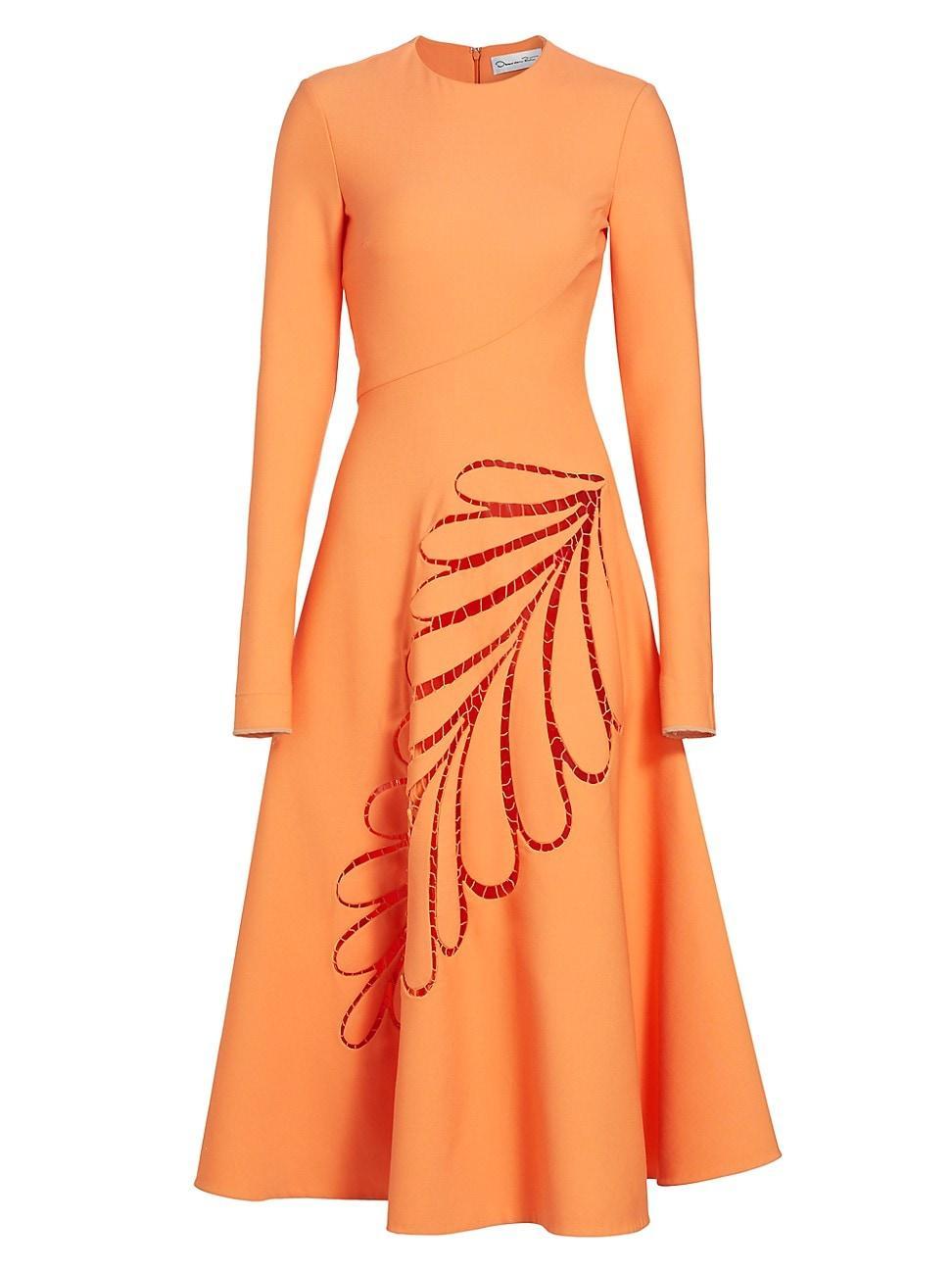 Womens Stretch-Wool Leaf Cut-Out Midi-Dress Product Image