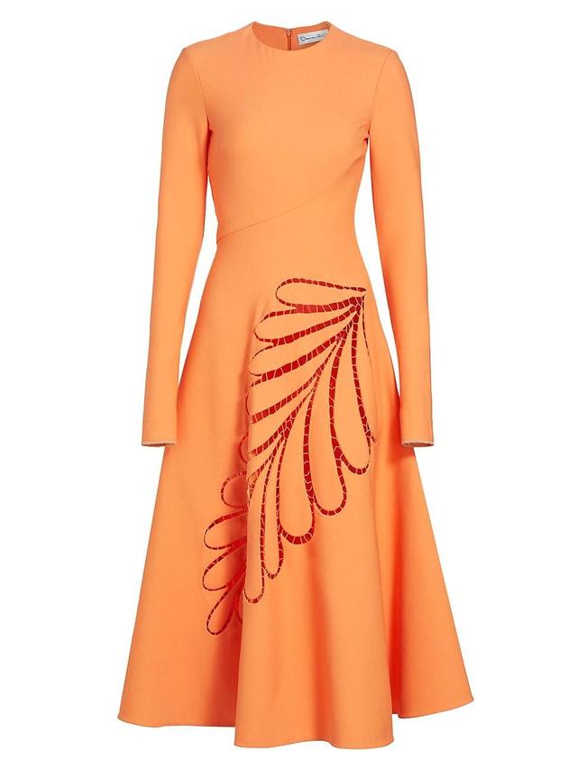 Womens Stretch-Wool Leaf Cut-Out Midi-Dress Product Image