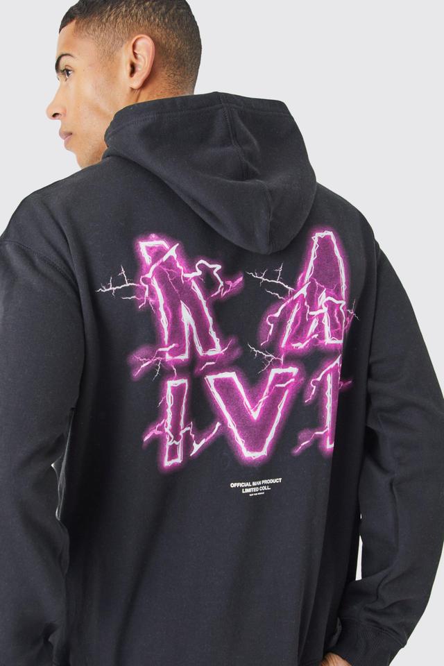 Oversized M Lightning Graphic Hoodie | boohooMAN USA Product Image