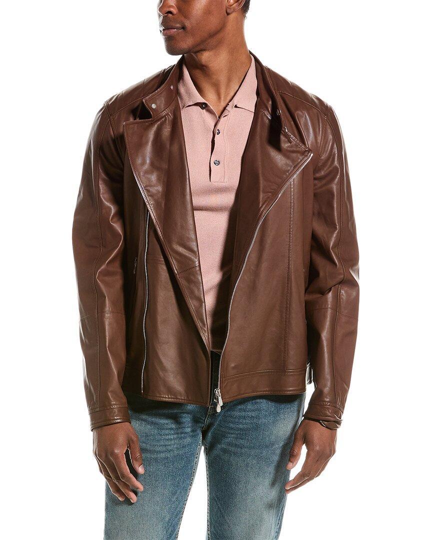 Leather Jacket In Brown Product Image