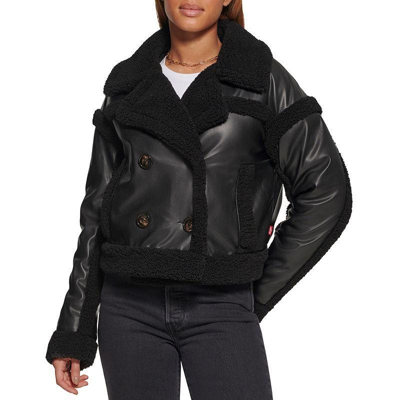 Womens Levis Faux Leather Sherpa Lined Moto Jacket Product Image