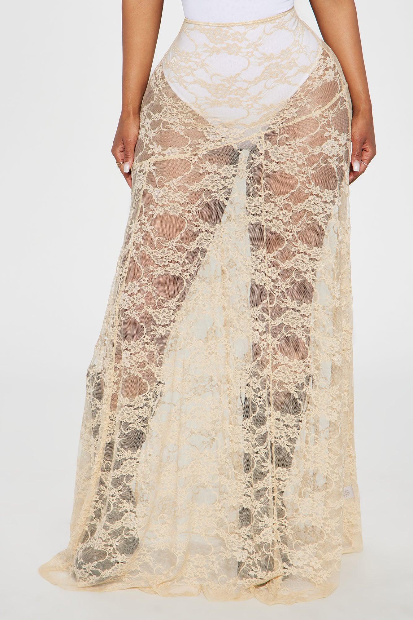 Out Of Touch Lace Maxi Skirt - Cream Product Image