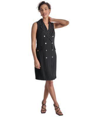 Dkny Womens Pinstriped Double-Breasted Blazer Dress Product Image