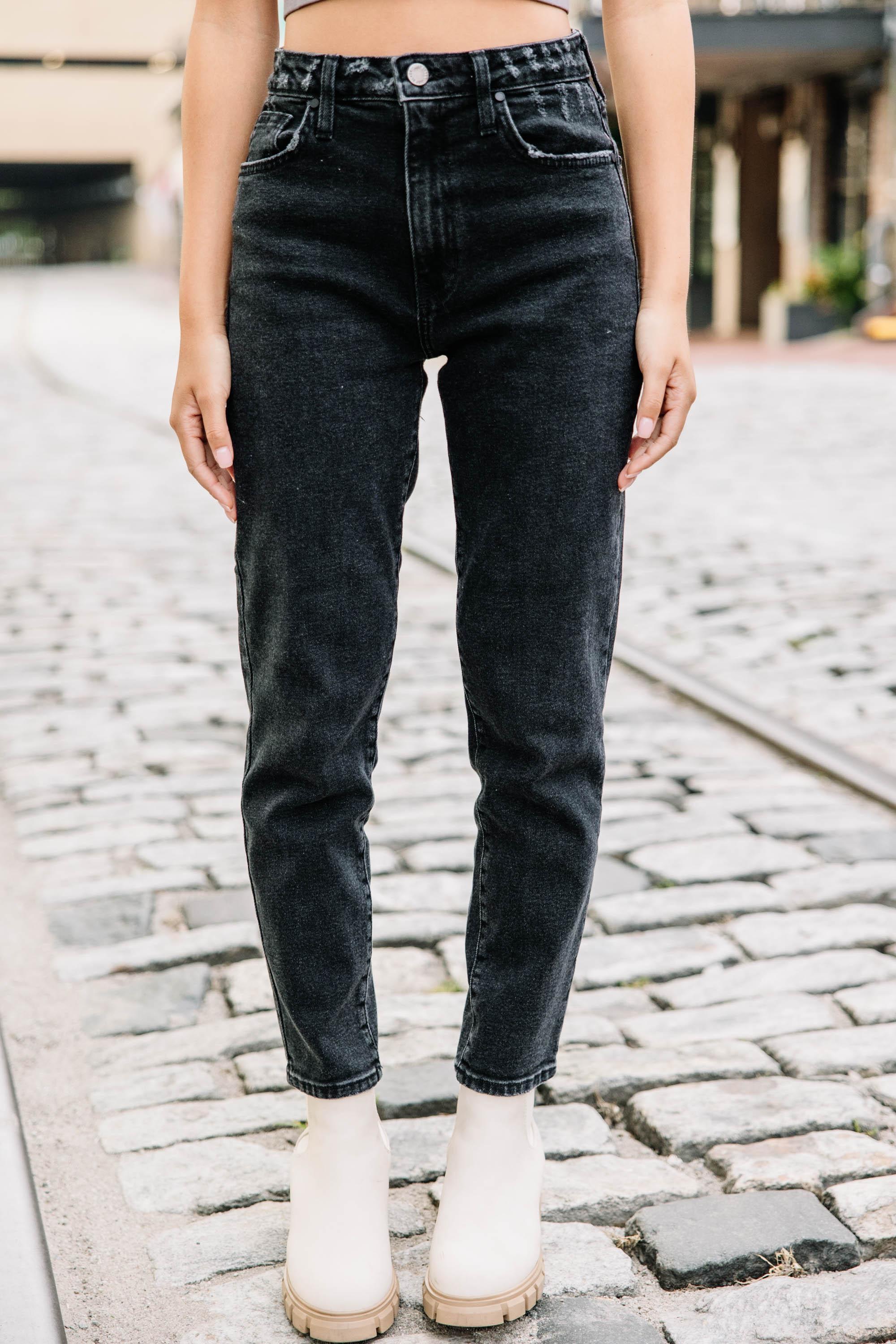 Walk This Way Black High Rise Mom Jeans Female Product Image