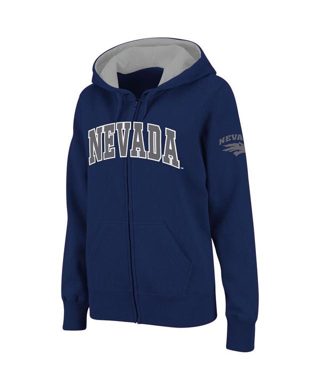 Womens Stadium Athletic Navy Nevada Wolf Pack Arched Name Full-Zip Hoodie Product Image