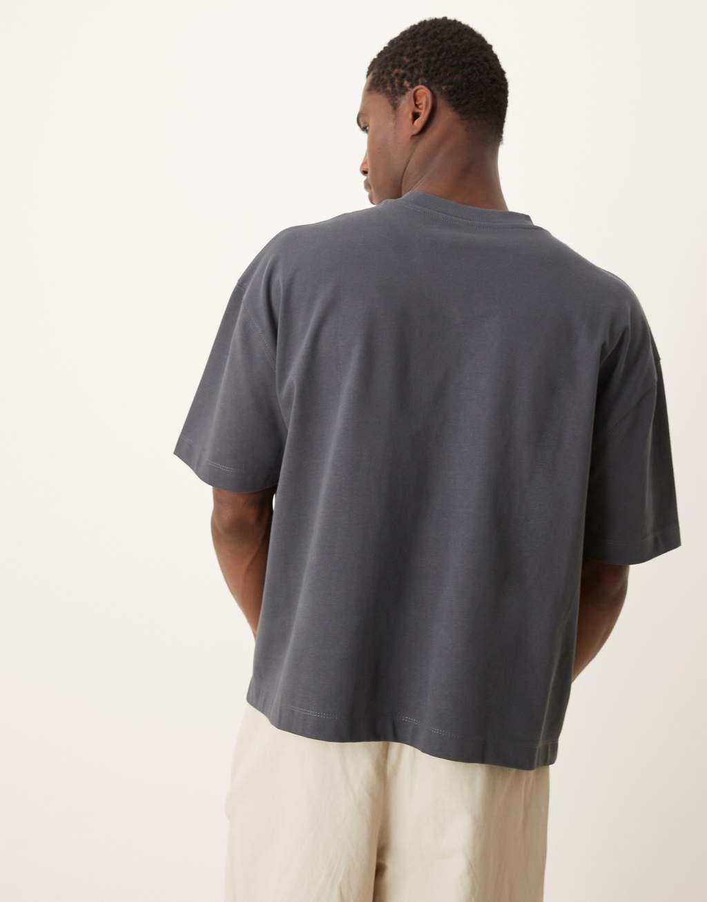 ASOS DESIGN Premium heavyweight oversized boxy t-shirt 300gsm in charcoal Product Image