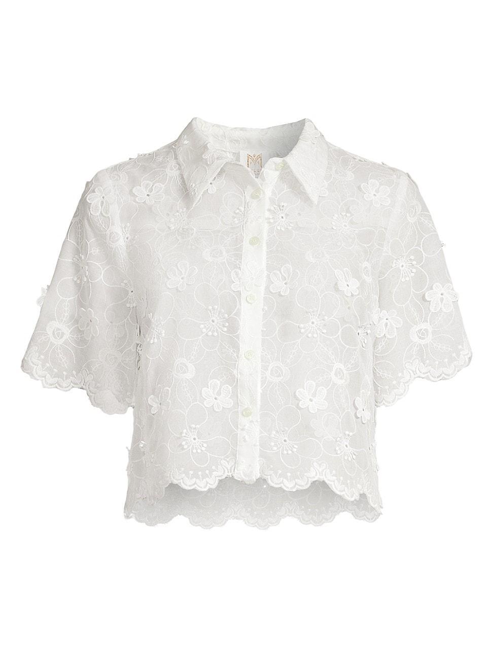 Womens Floral Eyelet Crop Shirt product image