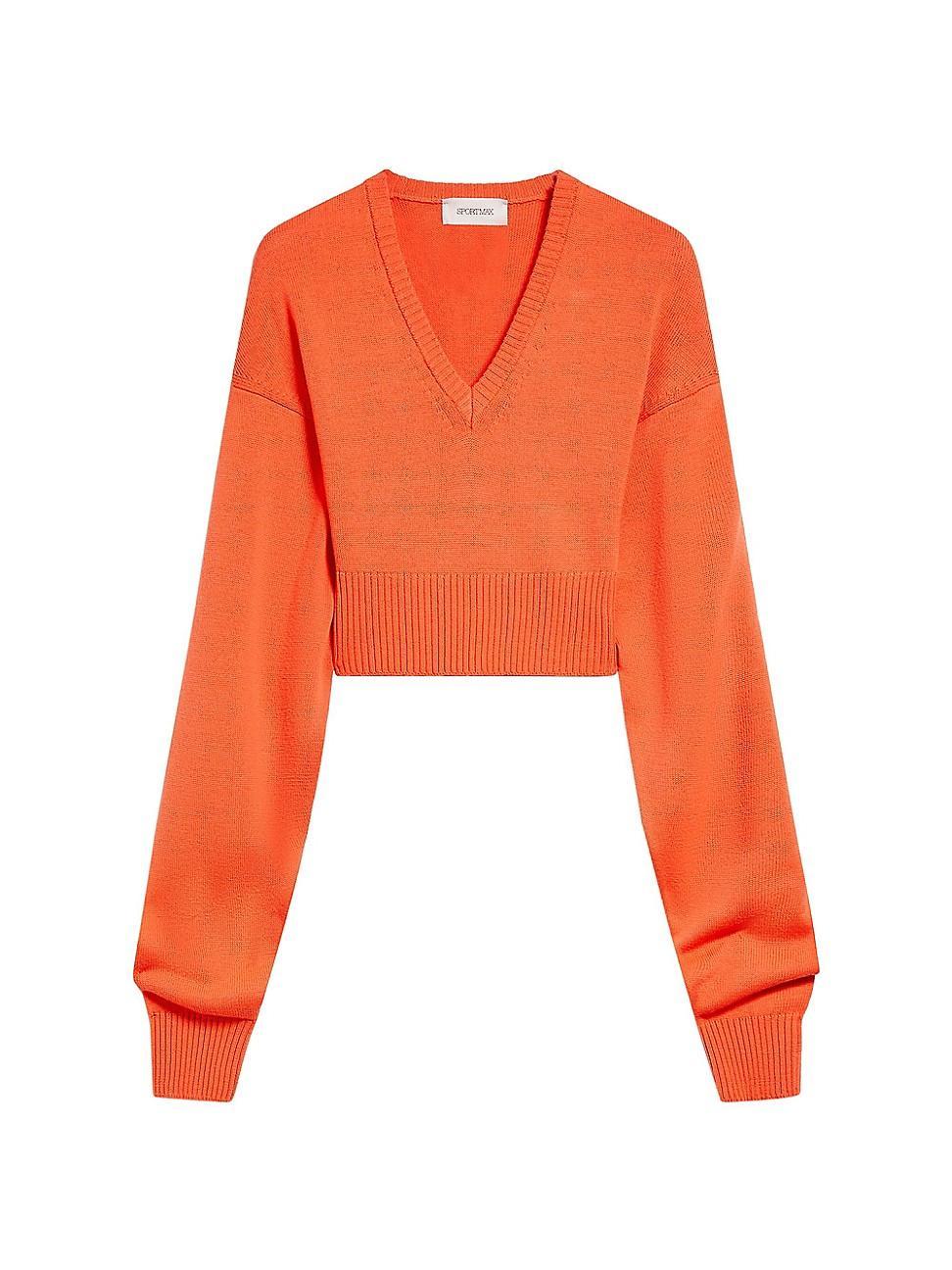 SPORTMAX Crop V-Neck Virgin Wool Sweater Product Image