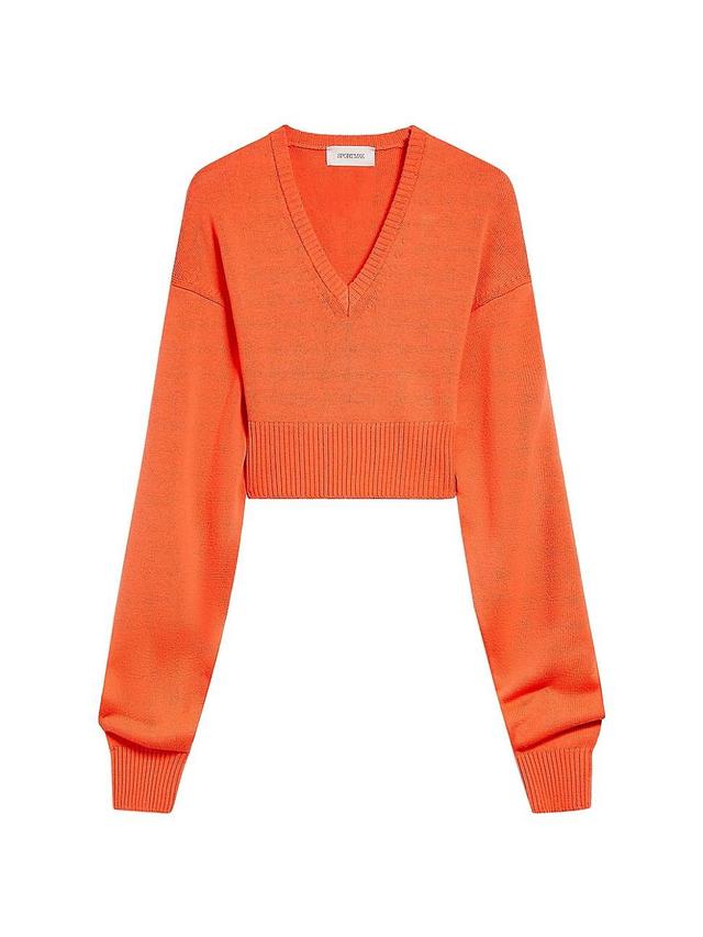 SPORTMAX Crop V-Neck Virgin Wool Sweater Product Image