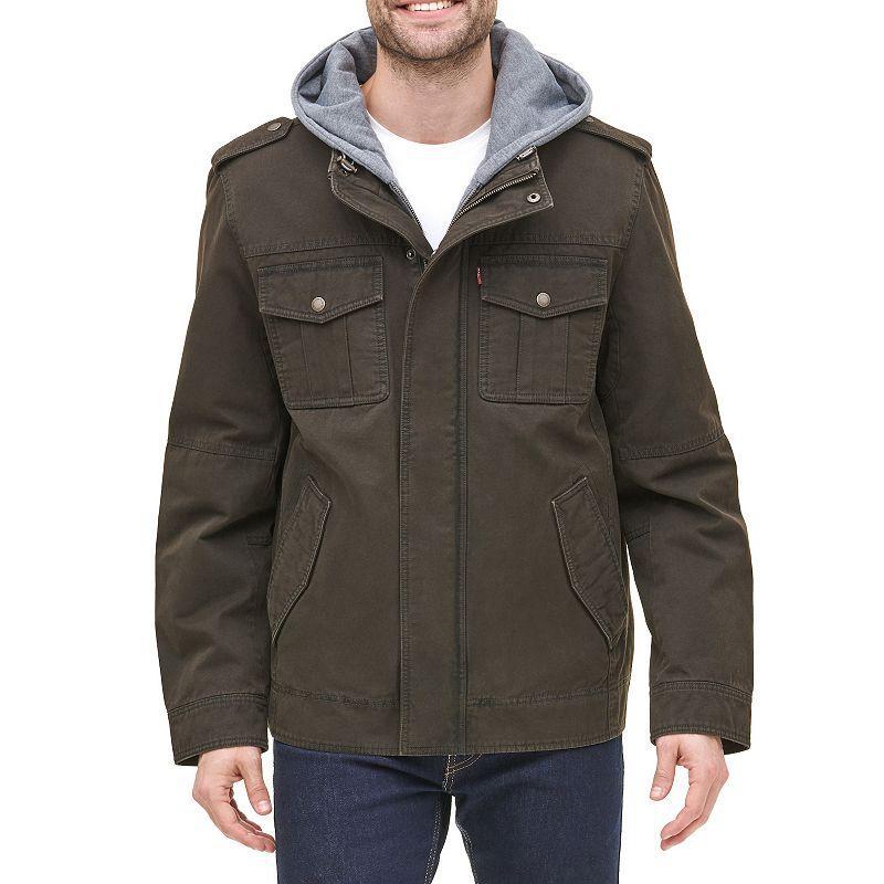 Mens Levis Washed Cotton Sherpa-Lined Hooded Trucker Jacket Product Image