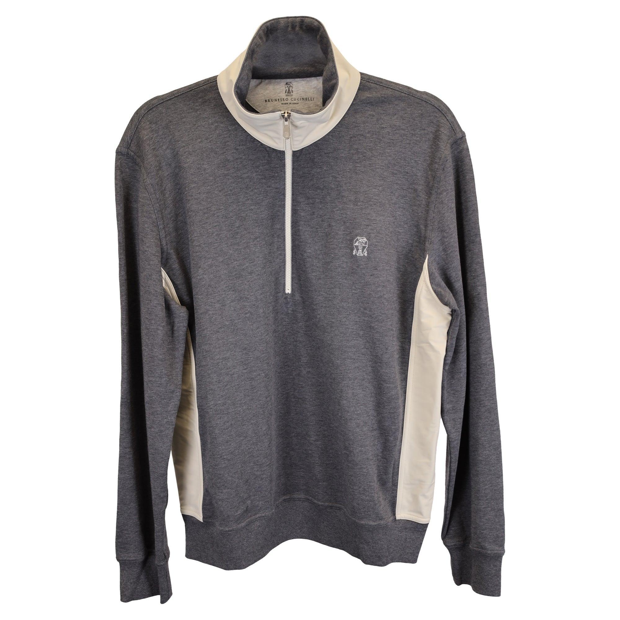 Half Zip Sweatshirt In Grey Cotton Product Image