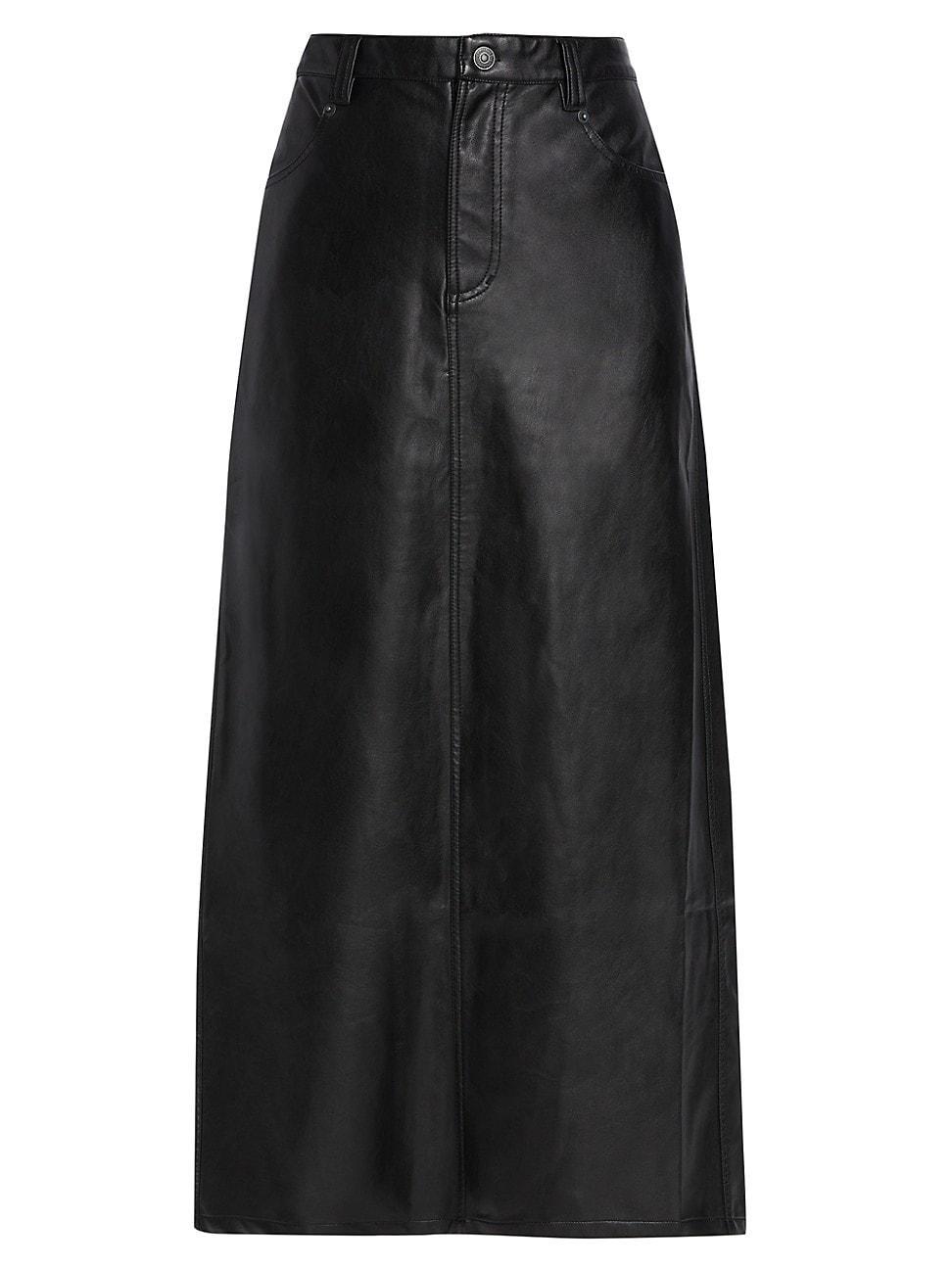 Womens City Slicker Vegan Leather Maxi Skirt Product Image