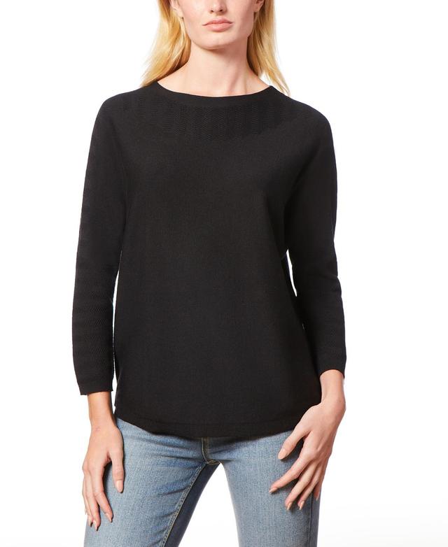 Melissa Paige Womens Boat-Neck Chevron-Stitch Dolman-Sleeve Sweater Product Image