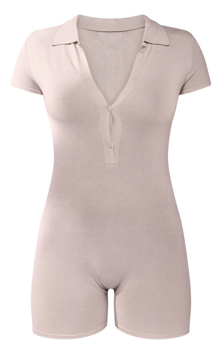 Grey Knit Button Up Romper Product Image