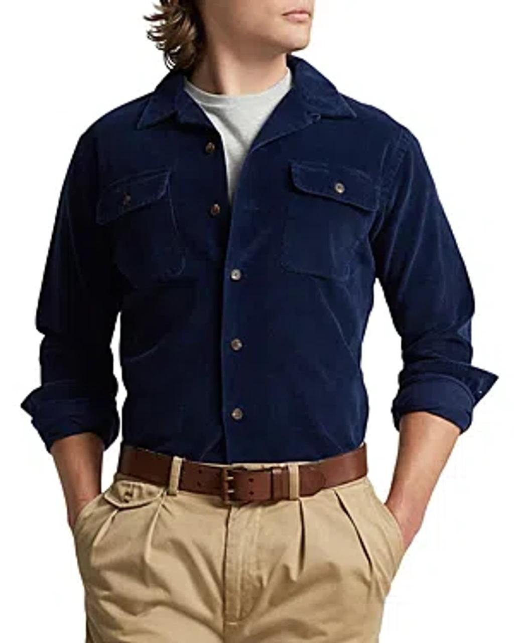 Classic Fit Corduroy Camp Shirt In Newport Navy Product Image