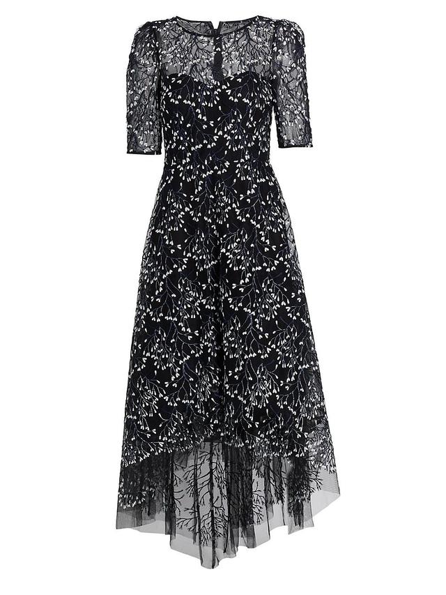 Womens Floral Bead-Embellished Midi-Dress Product Image