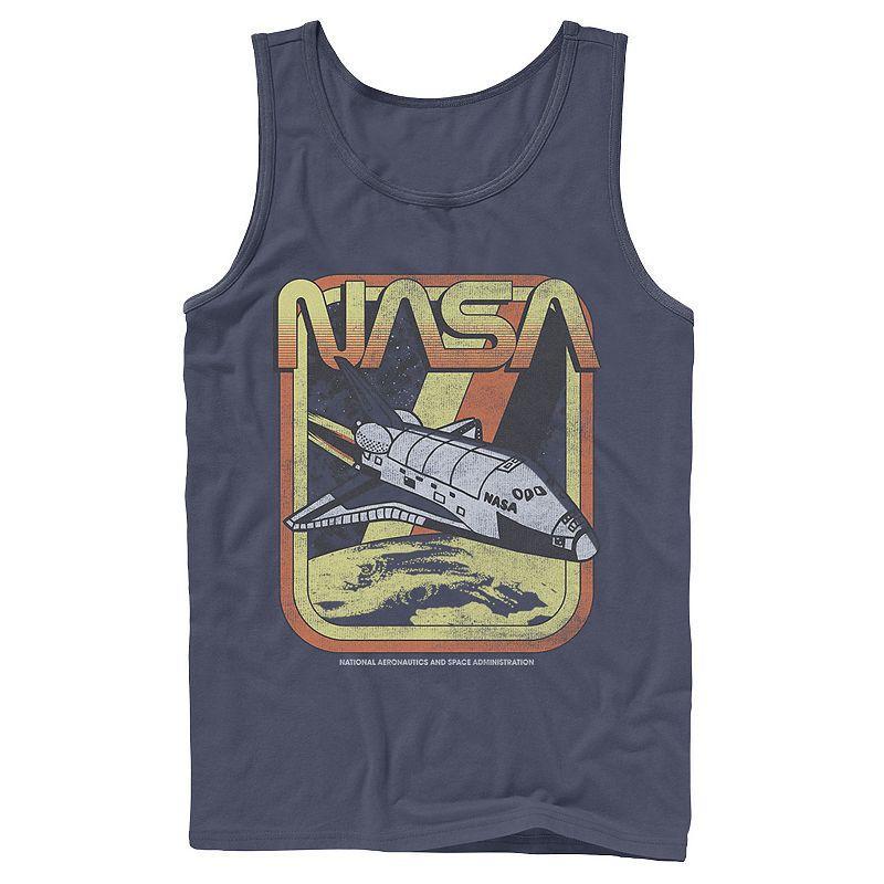 Mens NASA Retro Rocket Poster Graphic Tank Top Blue Product Image