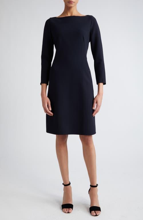 Womens Double-Face Wool Boatneck A-Line Dress Product Image