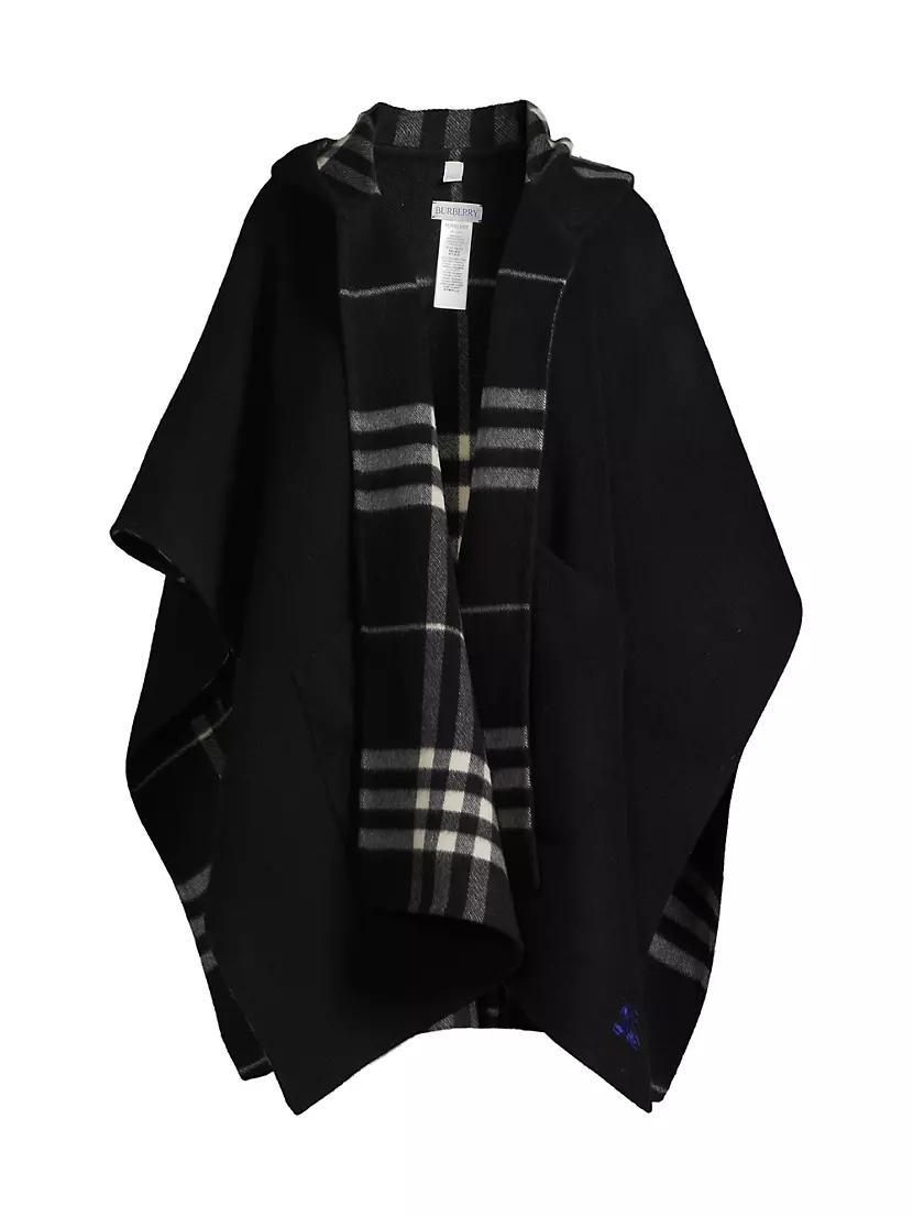 Check Hooded Cashmere Cape Product Image