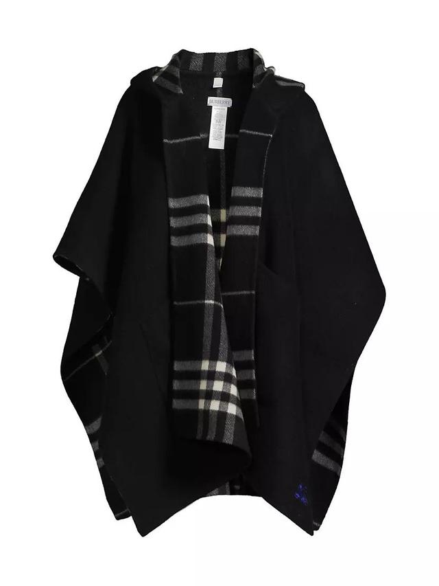 Womens Check Hooded Cashmere Cape Product Image