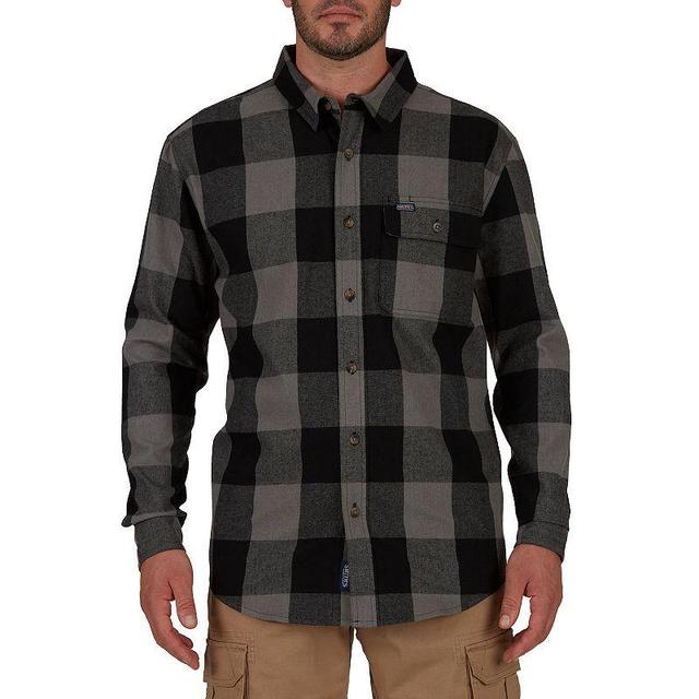 Mens Smiths Workwear Relaxed-Fit Buffalo Plaid Flannel Button-Down Shirt Brown Black Product Image