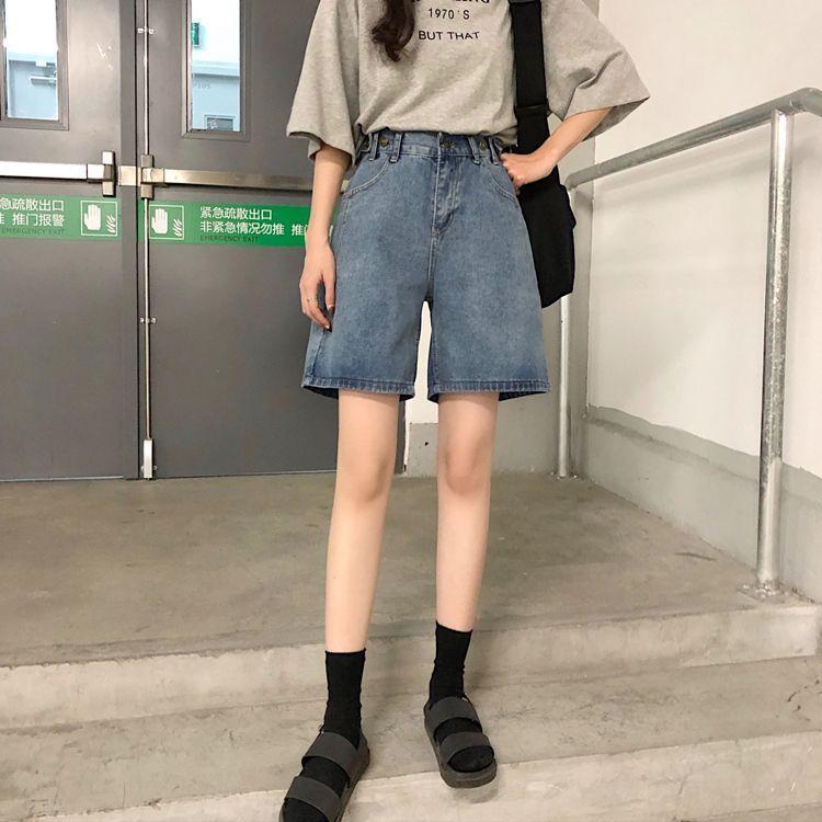 High-Waist Denim Shorts Product Image