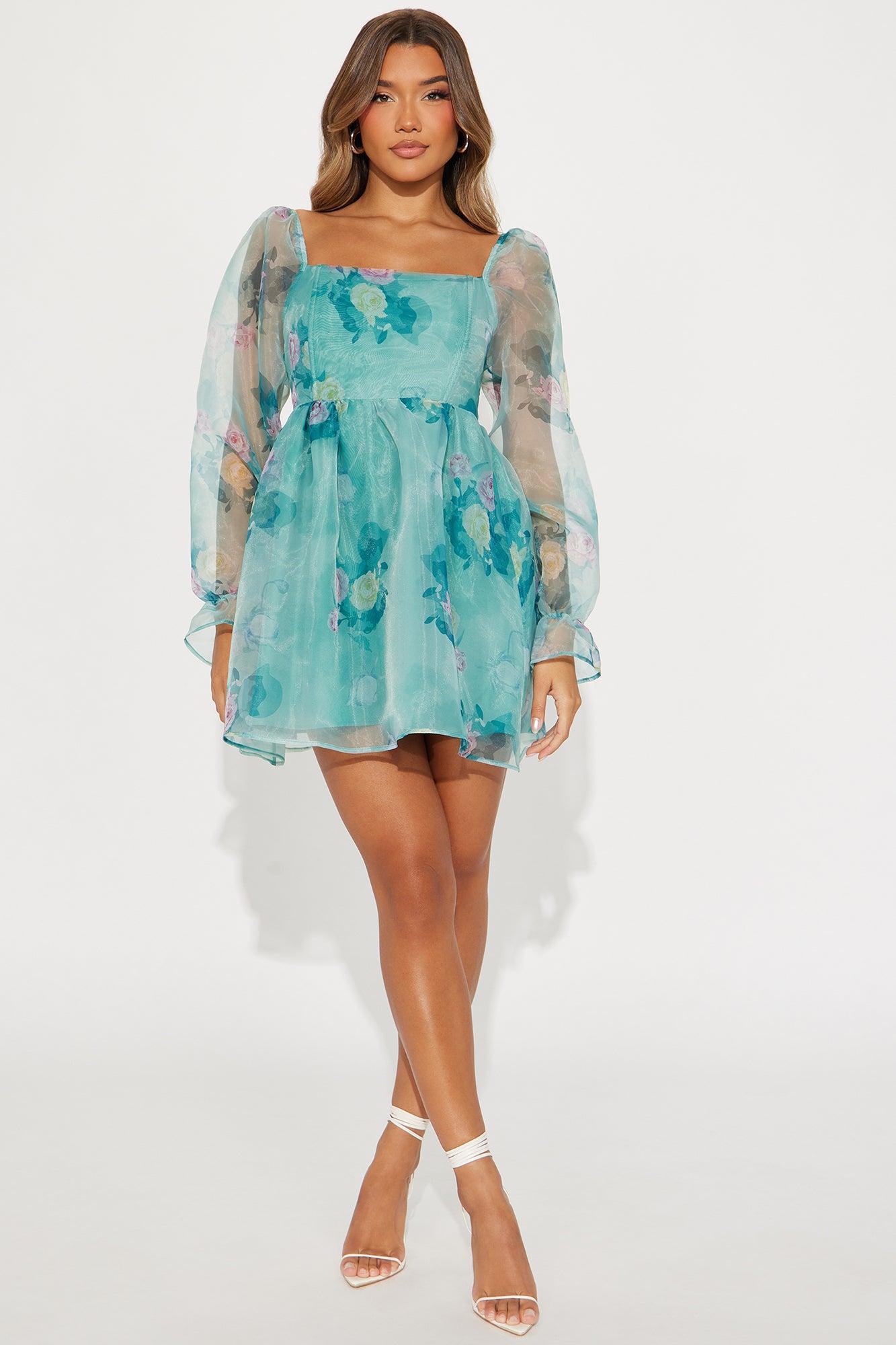 Meant To Be Chiffon Mini Dress - Blue/combo Product Image