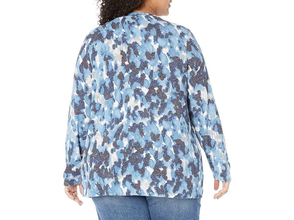 NIC+ZOE Plus Size Sweet Dreams Long Sleeve River Stone Tee Multi) Women's Clothing Product Image