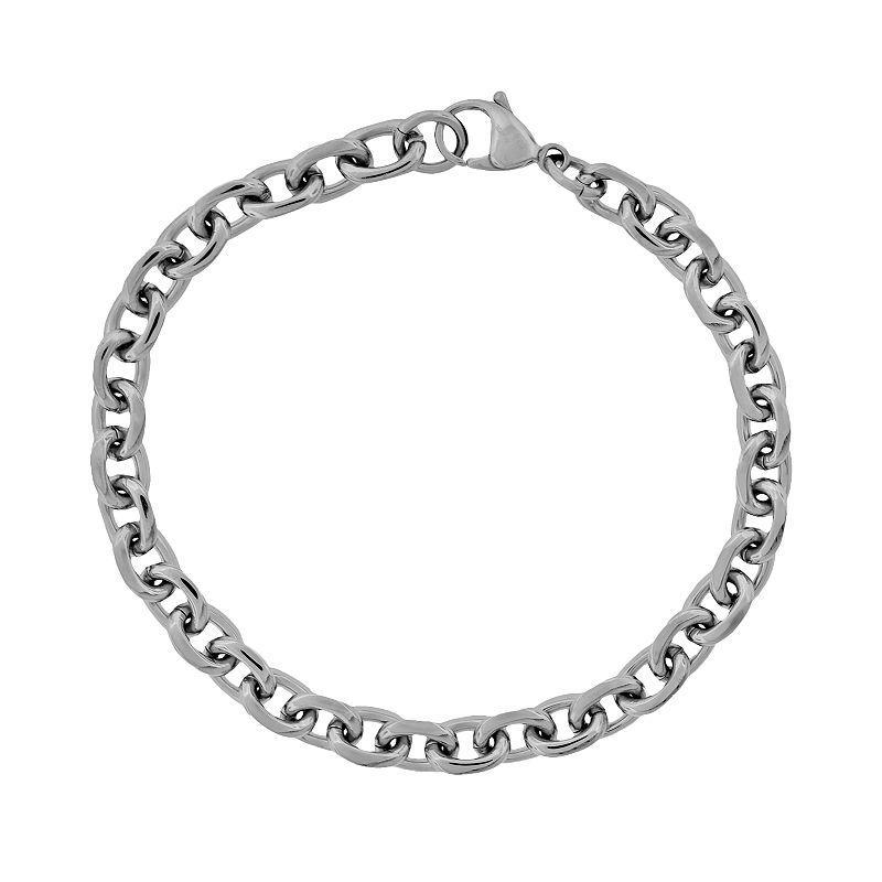 LYNX Stainless Steel Rolo Chain Bracelet - Men, Mens, Silver Product Image