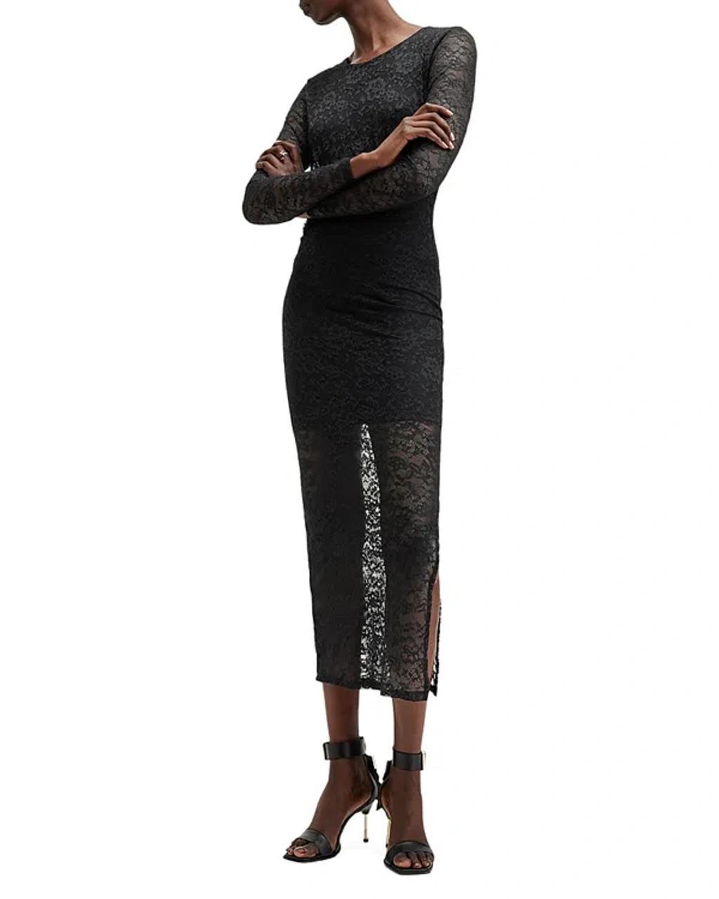 ALLSAINTS Edana Lace Dress In Black Shimmer Product Image