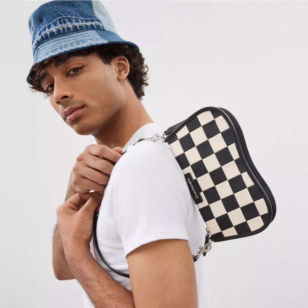 Wavy Baguette Bag In Checkerboard Upcrafted Leather Product Image