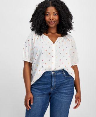 Plus Size Embroidered Blouse, Created for Macy's Product Image