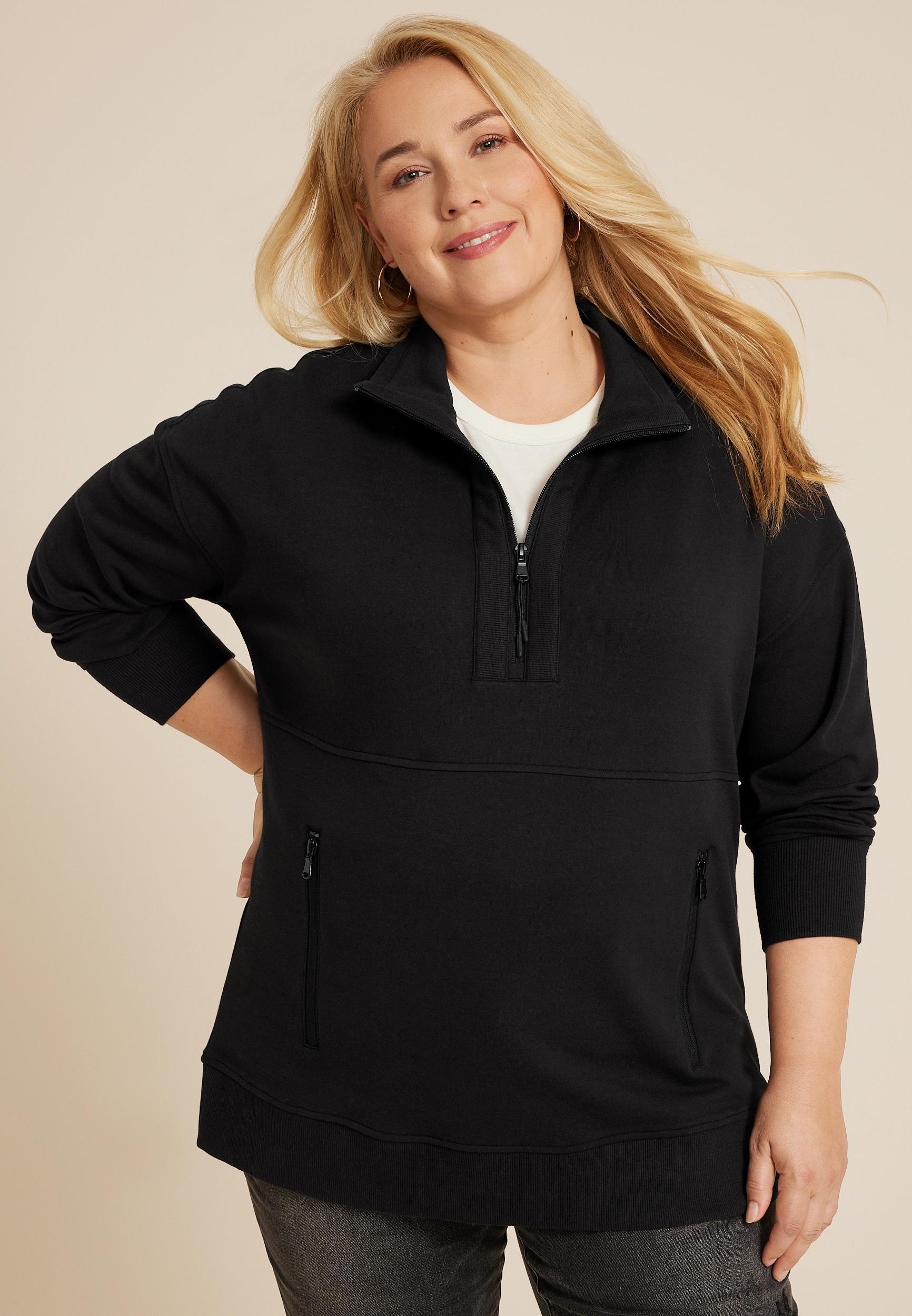 Maurices Plus Size Womens Athleisure Half Zip Pullover Sweatshirt Size 3X Product Image