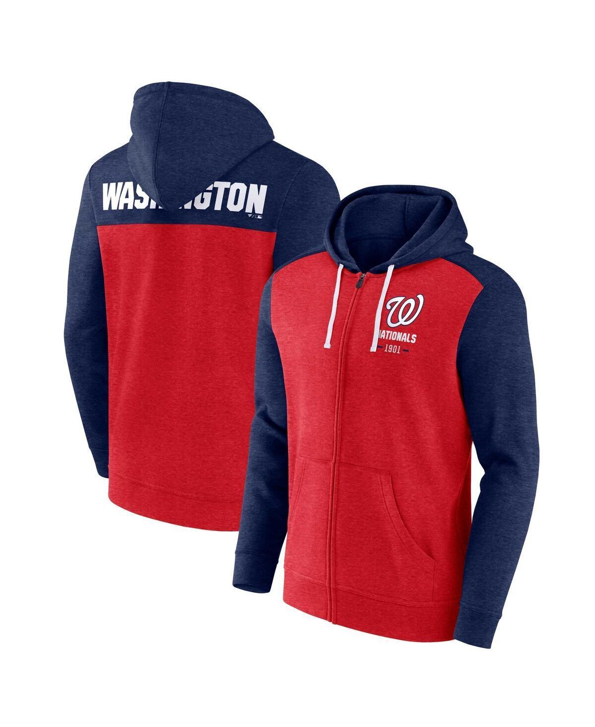 Mens Fanatics Branded Heathered /Heathered Navy Washington Nationals Blown Away Full-Zip Hoodie Product Image