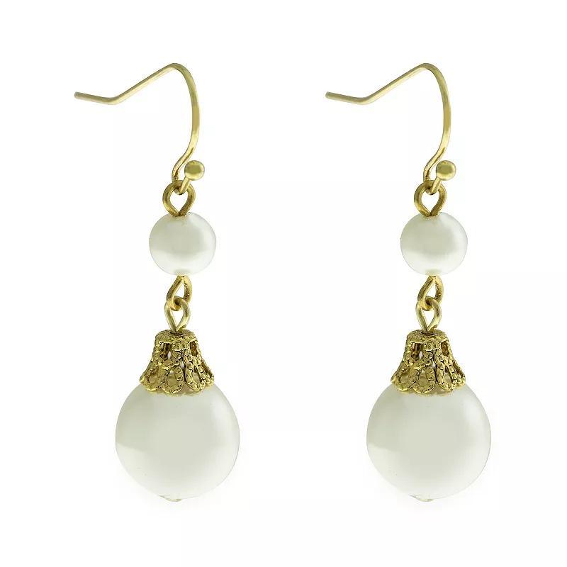 2028 Double Imitation Pearl Drop Wire Earrings Product Image