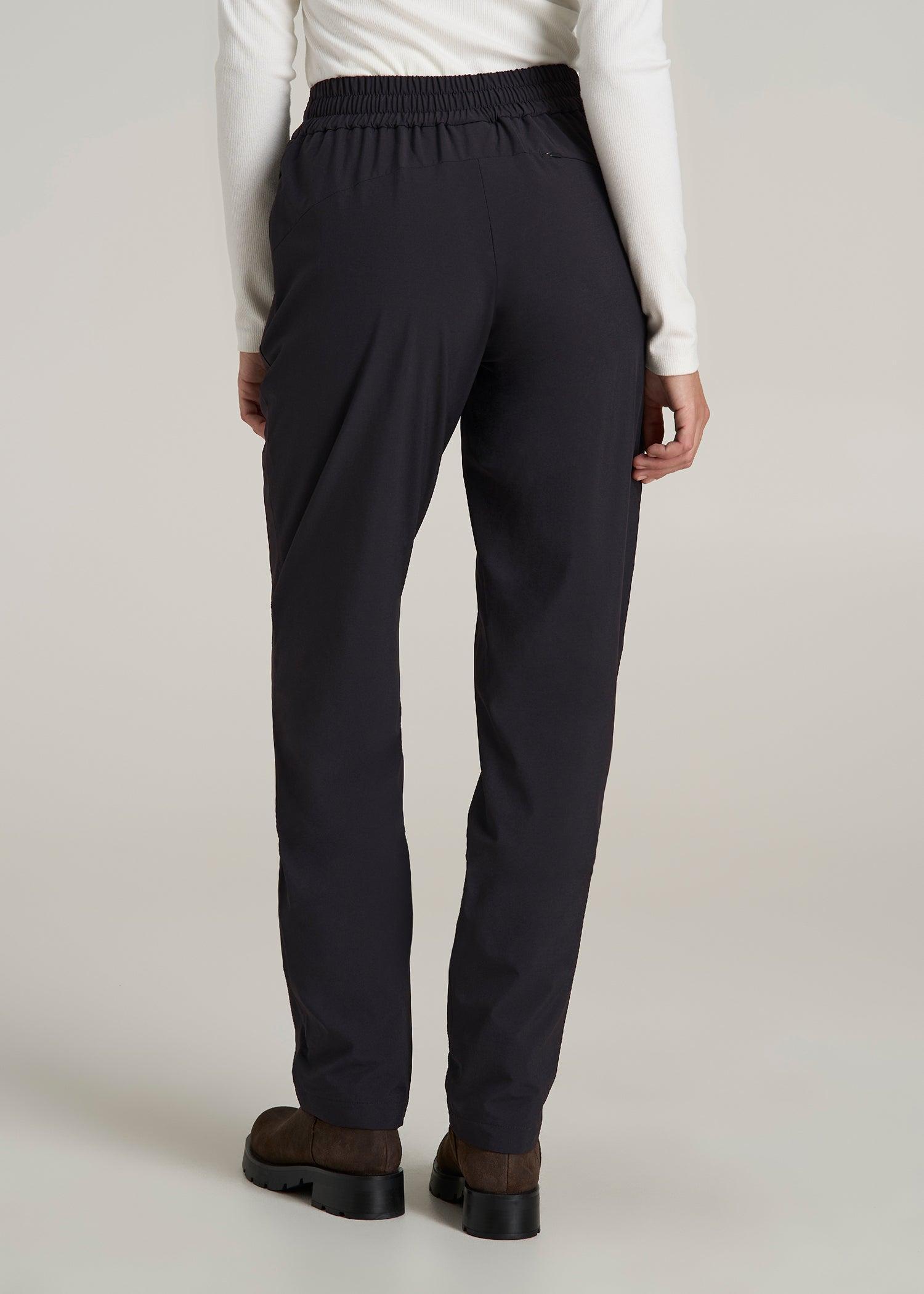 Pull On Fleece Lined Trouser Pants for Tall Women in Black Product Image