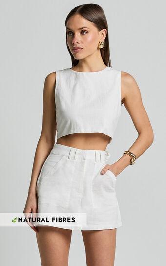 Dream Skort - High Waisted A Line Skort in Off White Product Image