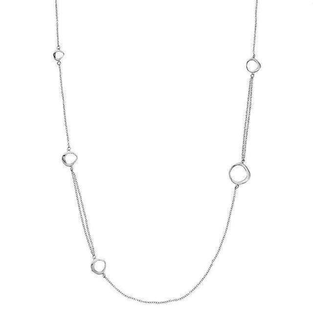 Sterling Silver Circle Accent Long Station Necklace, Womens Product Image