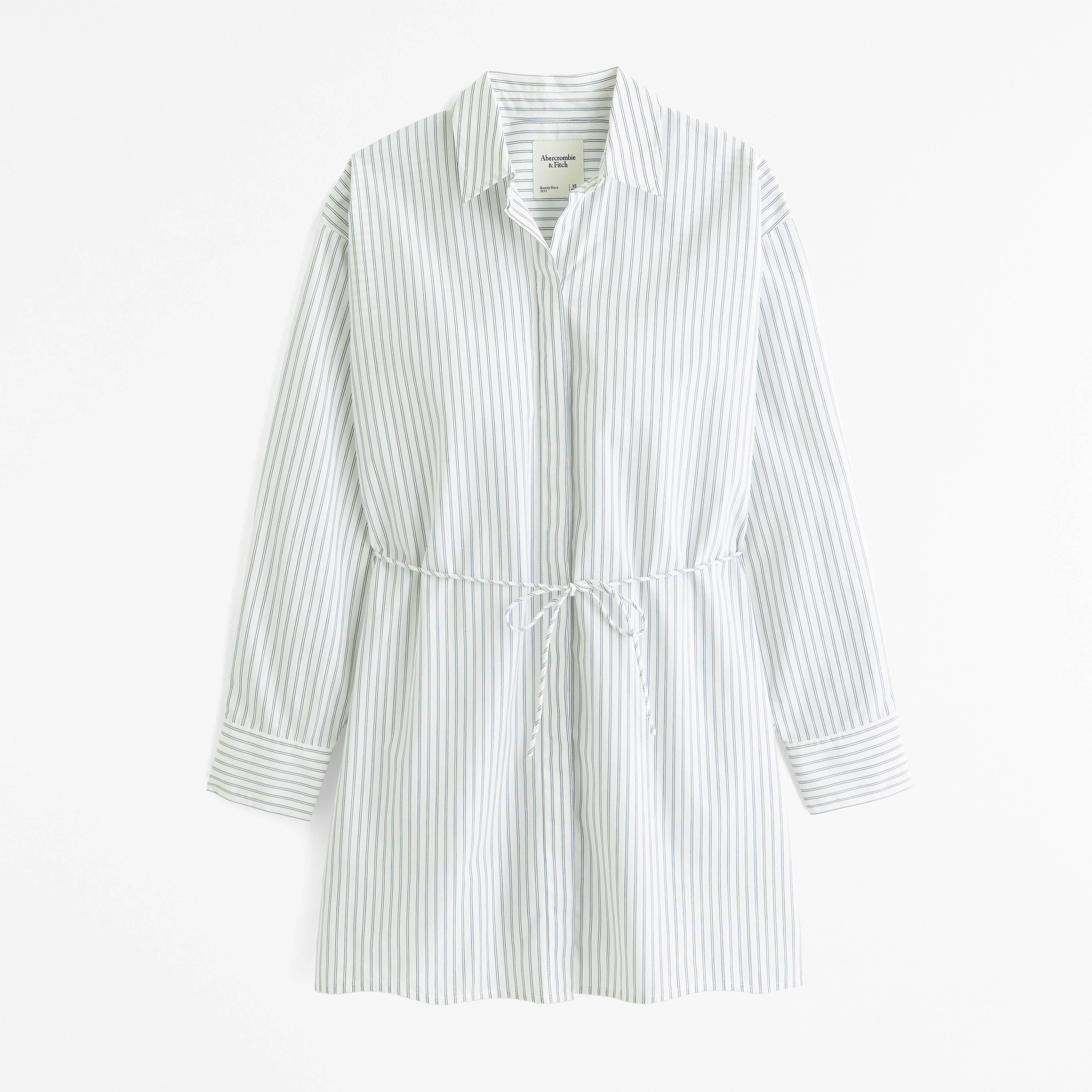 Long-Sleeve Mini Shirt Dress Product Image