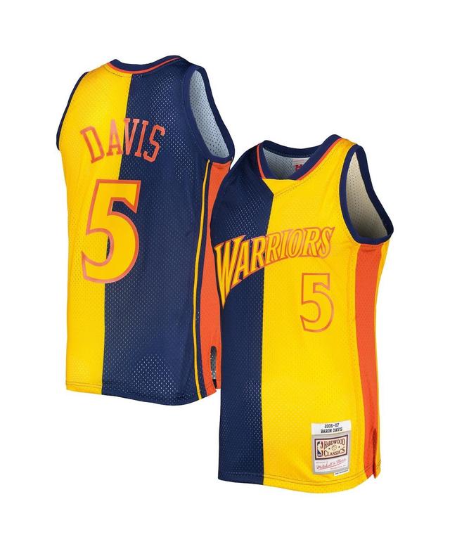 Mens Mitchell & Ness Baron Davis Navy, Gold Golden State Warriors Hardwood Classics 2006-07 Split Swingman Jersey - Navy, Gold Product Image